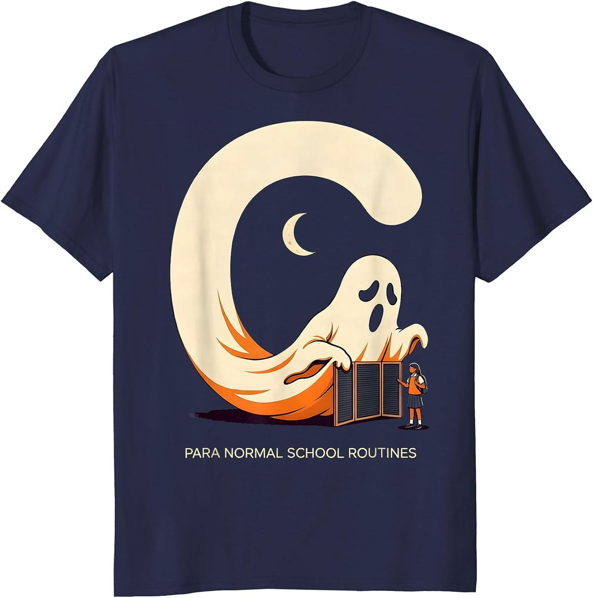 Men's Para Normal School Routines Funny Ghost Paraprofessional T-Shirt - Navy Blue