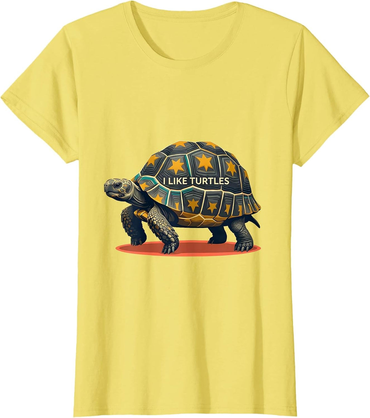 Women's I Like Turtles Midcentury Modern Tortoise Lover Gift T-Shirt - Lemon Yellow