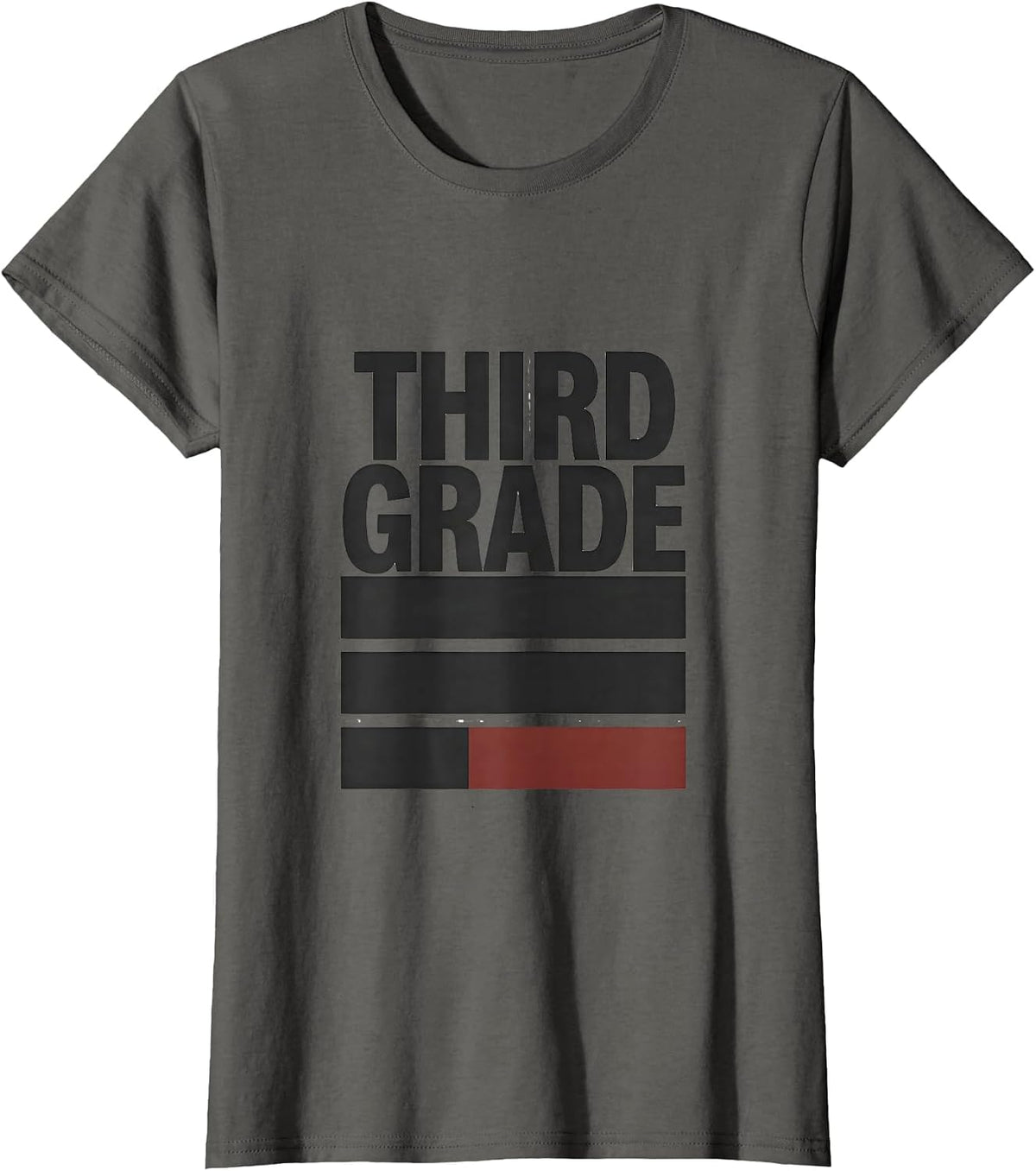 Women's Third Grade Minimalist Back To School Teacher Student T-Shirt - Asphalt Grey