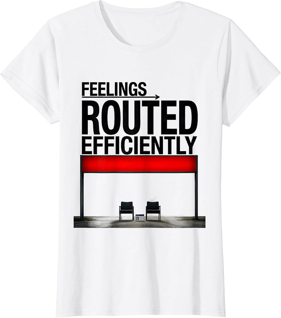 Women's Feelings, Routed Efficiently Groovy Retro School Counselor T-Shirt - White