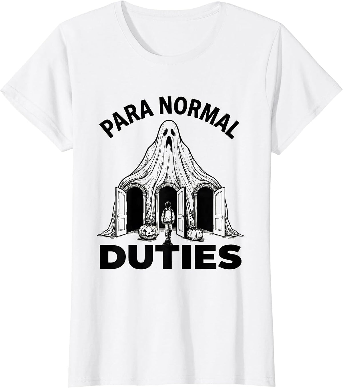 Para Normal Duties Funny Ghost Paraprofessional Halloween T-Shirt - White