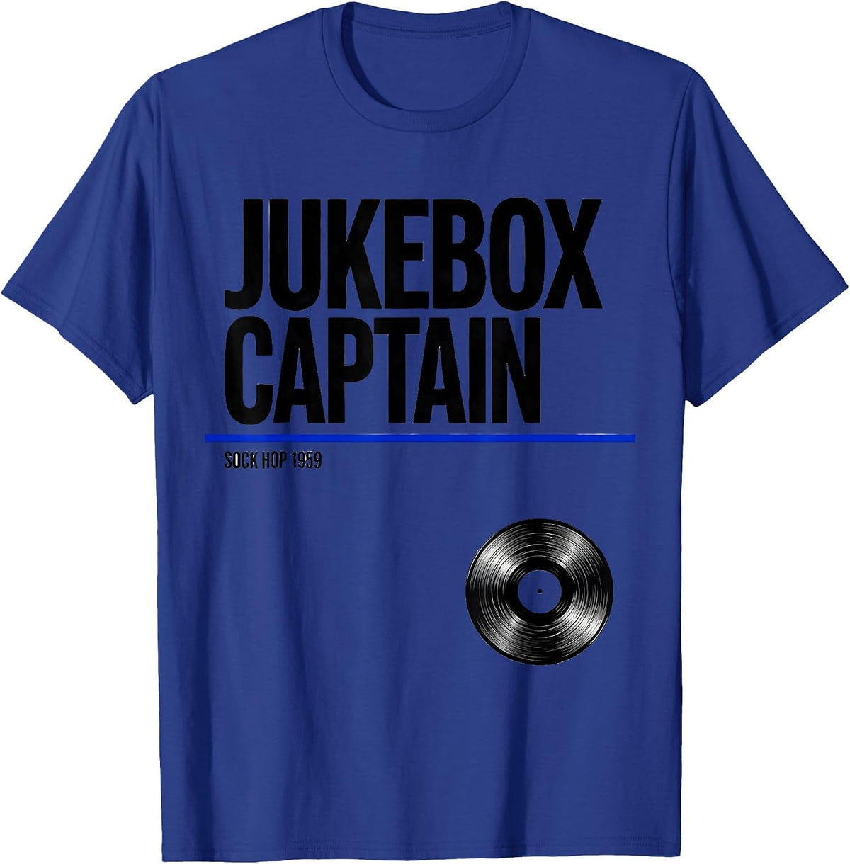 Men's Jukebox Captain Sock Hop 1959 Retro 1950s Rockabilly Party T-Shirt - Royal Blue