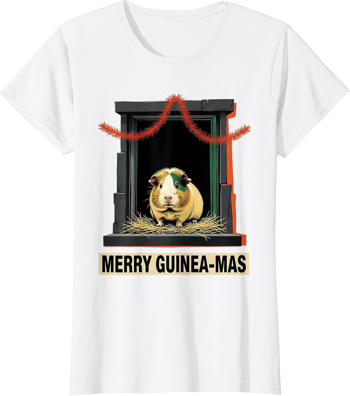 Women's Merry Guinea-mas Funny Guinea Pig Christmas Pet Lover T-Shirt - White