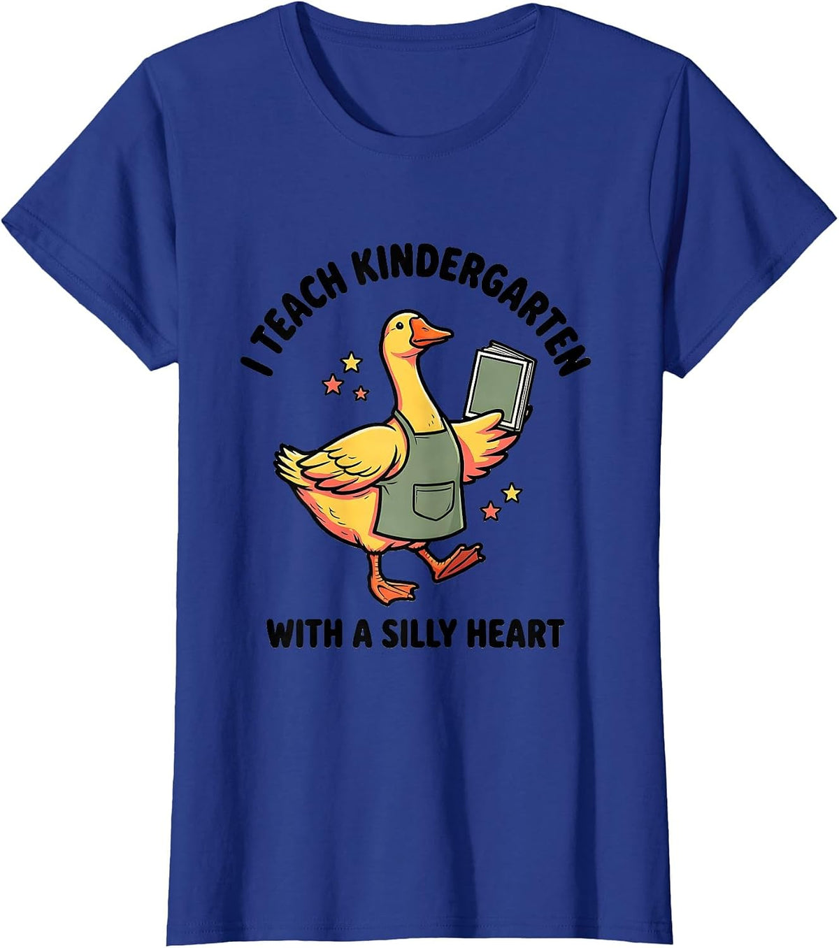 Women's I Teach Kindergarten With a Silly Heart Funny Teacher T-Shirt - Royal Blue