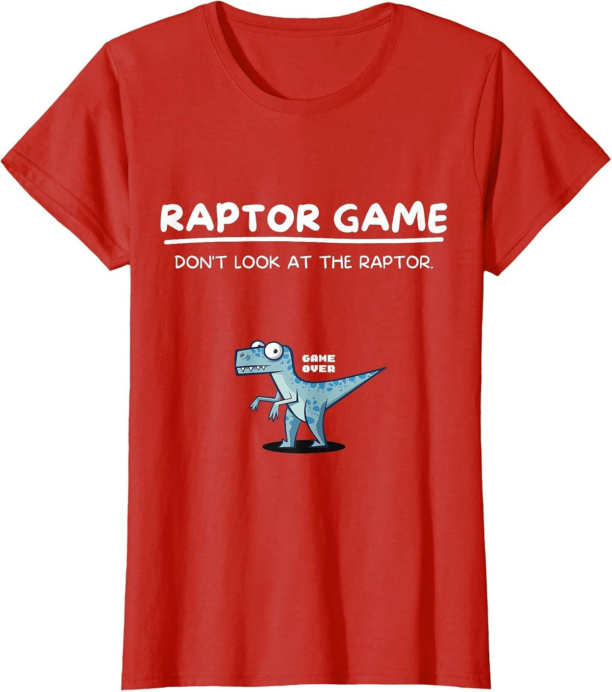 Raptor Game Funny Dinosaur Meme Comic Velociraptor Humor T-Shirt - Red