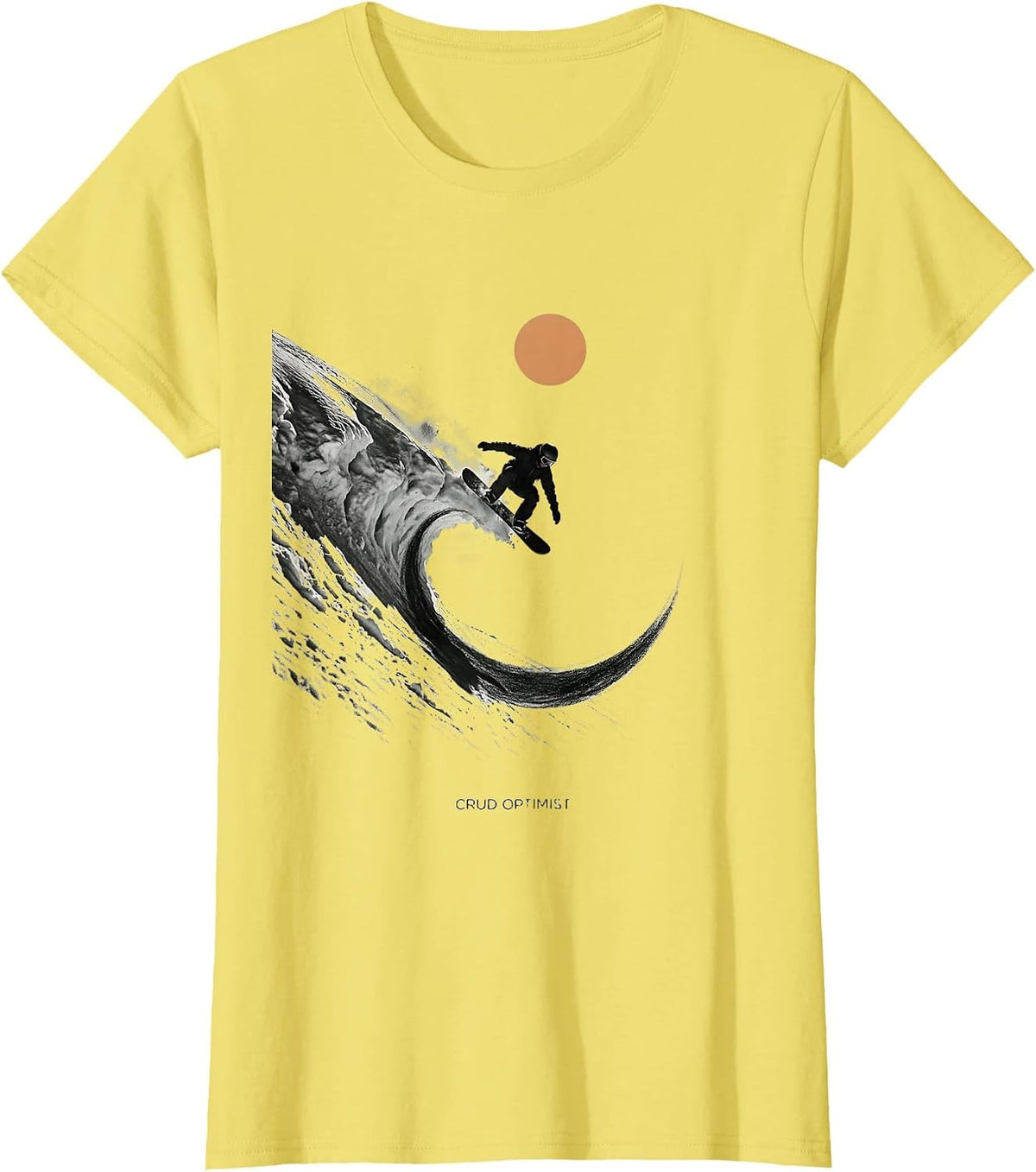 Women's Crud Optimist Funny Snowboarder Winter Humor Gift T-Shirt - Lemon Yellow