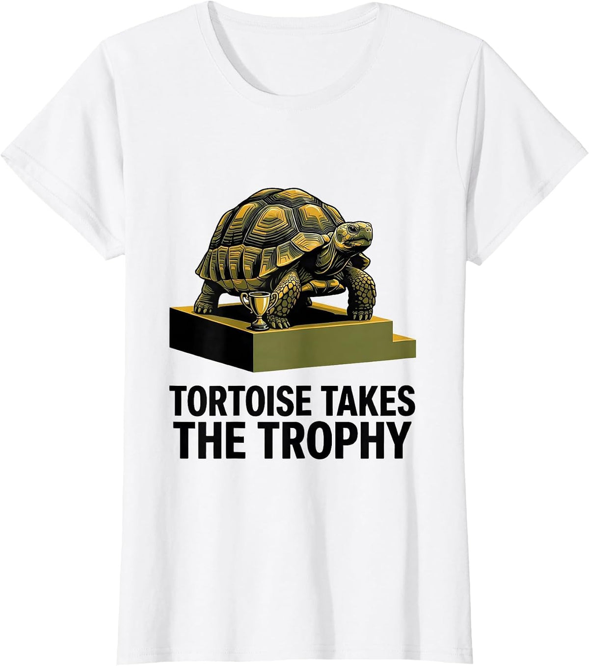 Women's Tortoise Takes The Trophy Funny Turtle Lover Reptile Humor T-Shirt - White