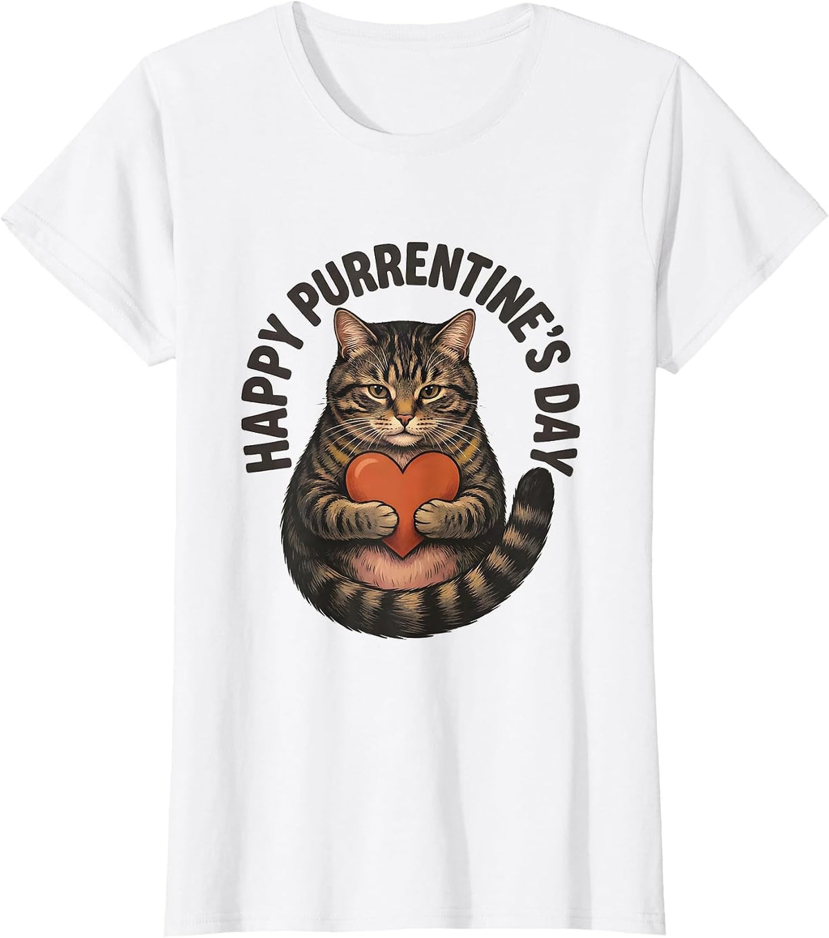 Women's Happy Purrentine's Day Cute Cat Lover Valentine Gift T-Shirt - White