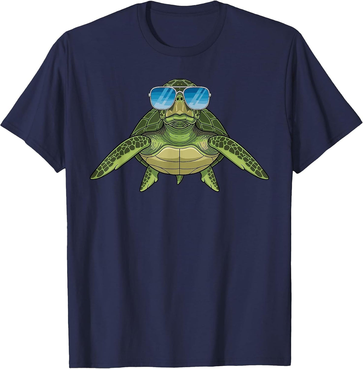 Cool Turtle with Sunglasses Funny Animal Lover Boys Girls T-Shirt - Navy Blue
