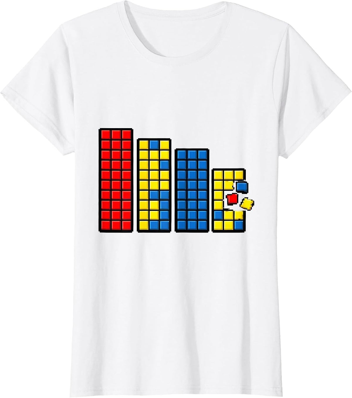 Women's Pixel Art Cube Panel Puzzle Speed Cubing Math Nerd T-Shirt - White