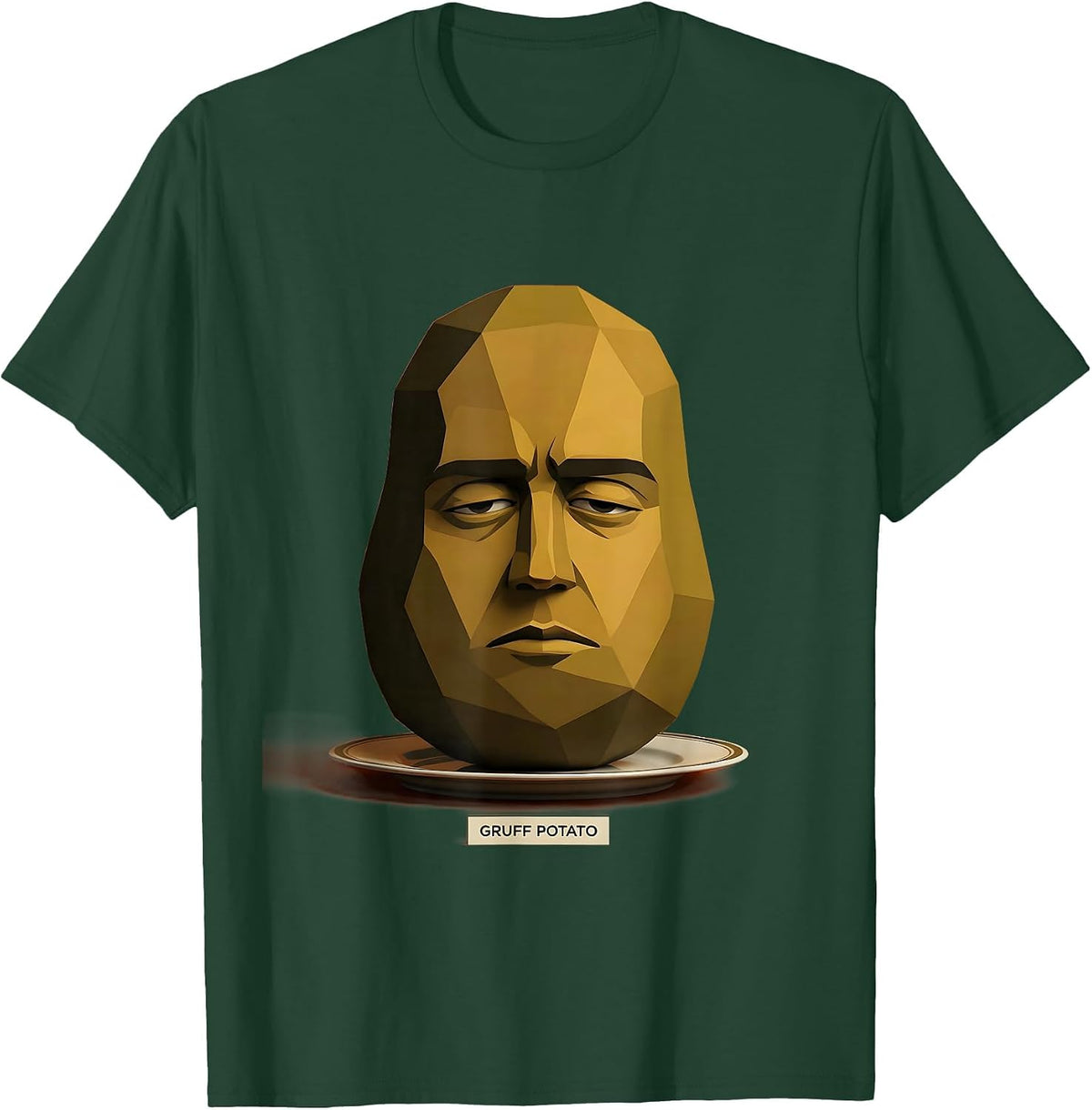 Men's Gruff Potato Editorial Conceptual Funny Couples Thanksgiving T-Shirt - Dark Green