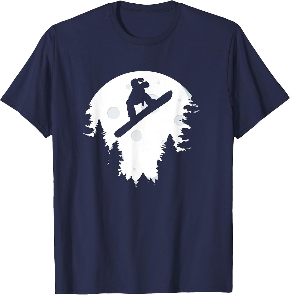 Funny Snowboard in Moon Boys Snowboarder T-Shirt - Navy Blue