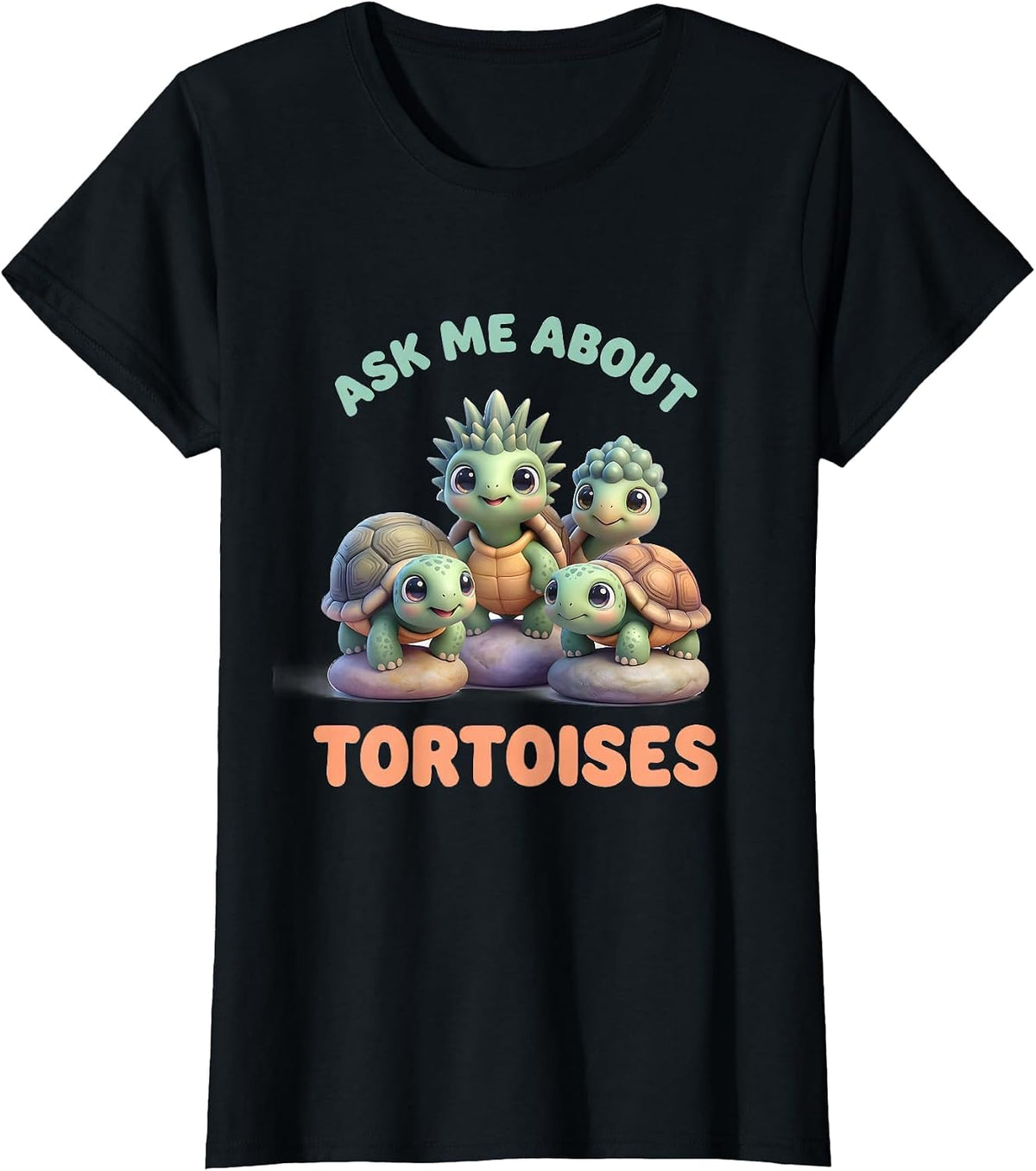 Women's Ask Me About Tortoises Cute Kawaii Reptile Lover Gift T-Shirt - Black