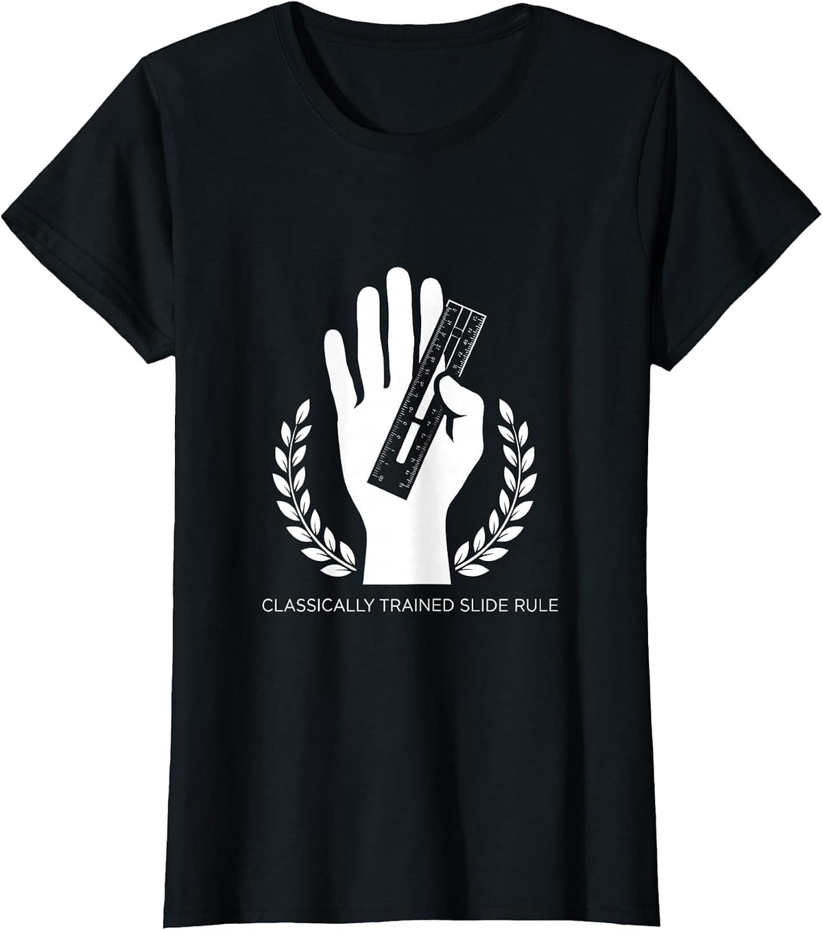 Classically Trained Slide Rule Retro Math Engineer Nostalgia T-Shirt - Black