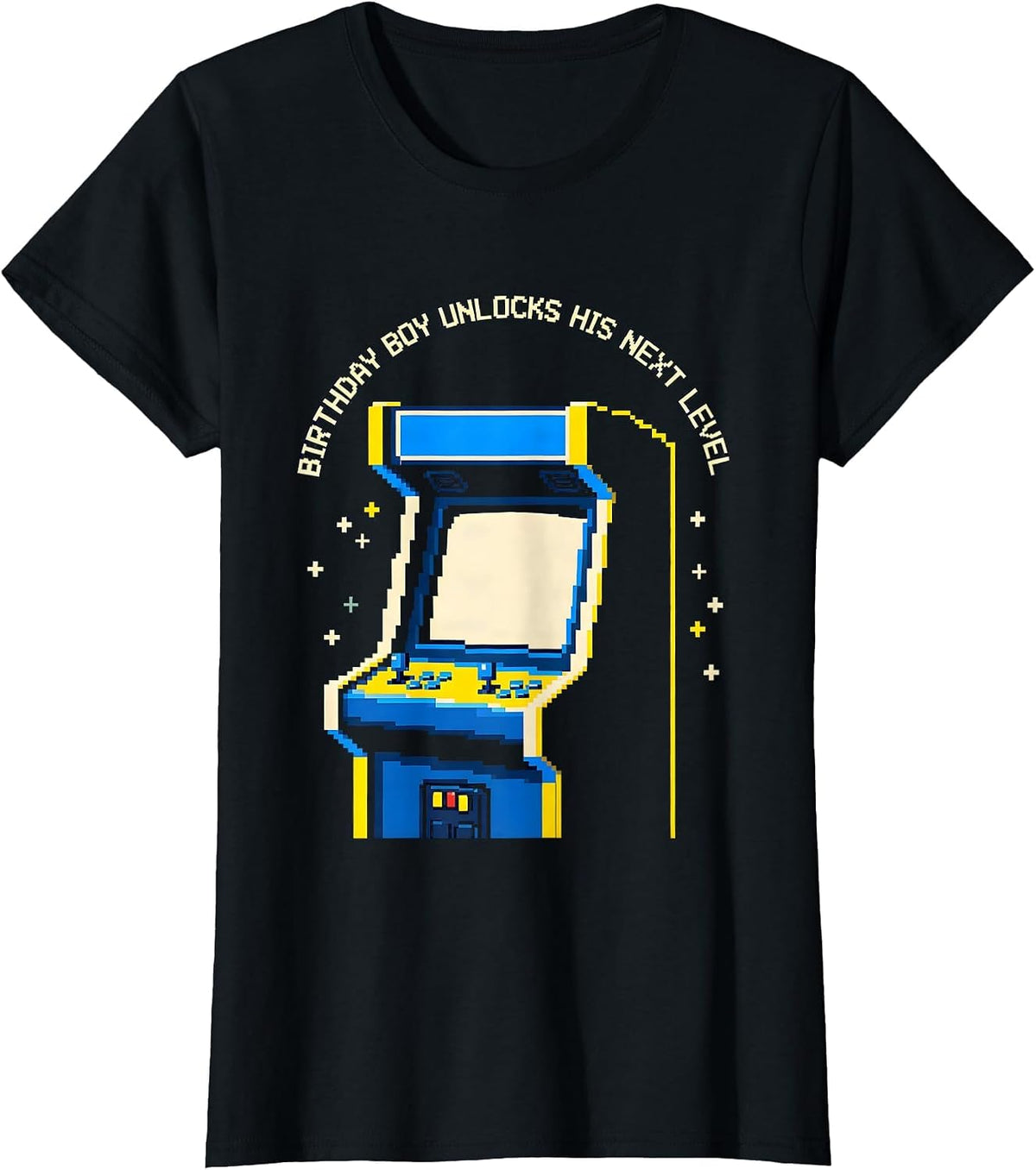 Birthday Boy Unlocks His Next Level Pixel Art Gamer Kids T-Shirt - Black