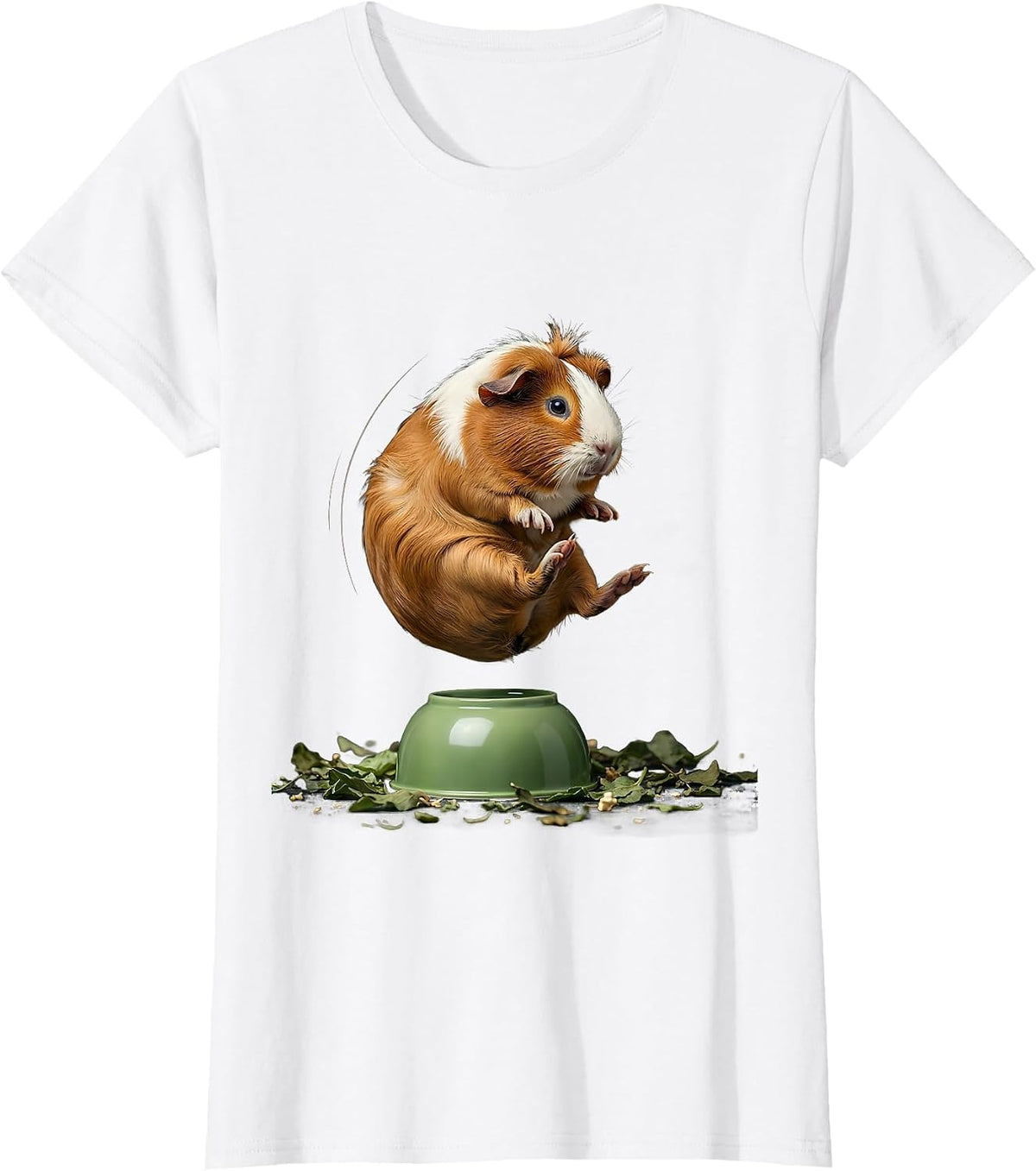 Women's Airborne Tailless Guinea Pig Humor Pet Lover T-Shirt - White