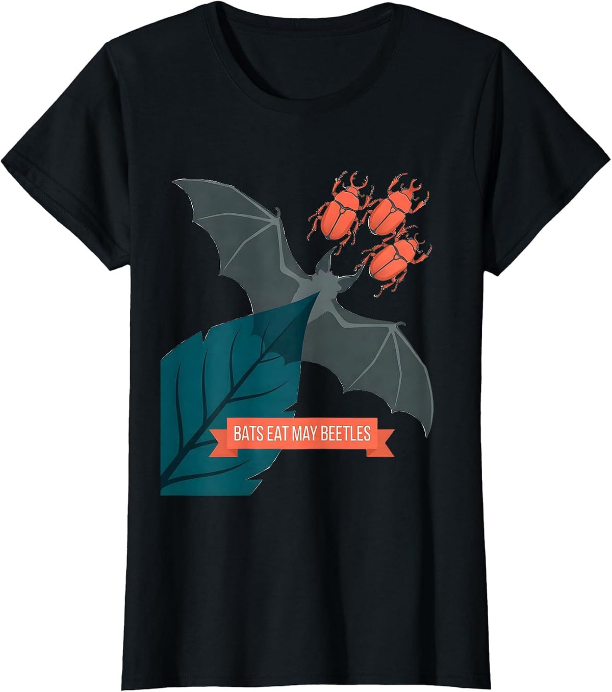 Bats Eat May Beetles Funny Bat Lover Wildlife Conservation T-Shirt - Black