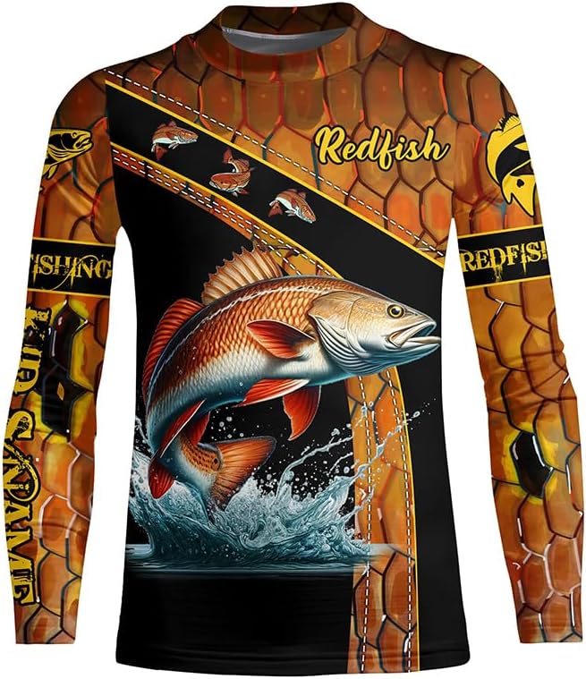 Redfish Fishing Scales UV Protection Custom Long Sleeve Fishing Shirts, red Drum Fishing Jerseys - Kid Long Sleeves Upf
