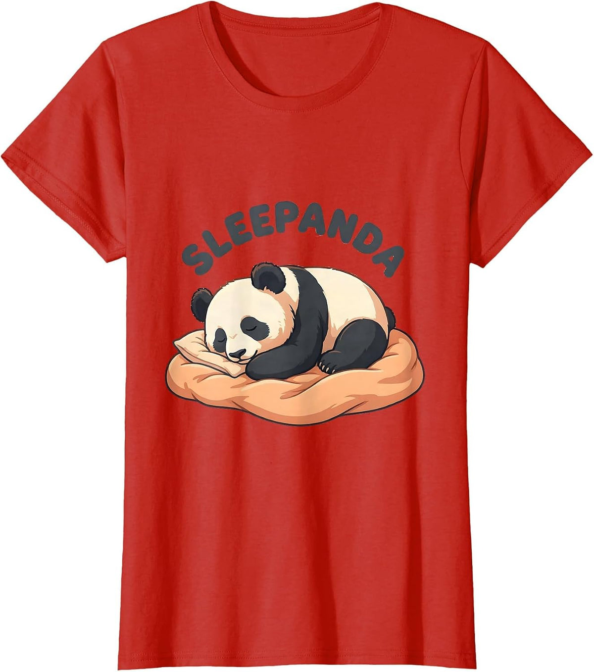 Women's Sleepanda Cute Kawaii Panda Lover Animal Sleepshirt Novelty T-Shirt - Red