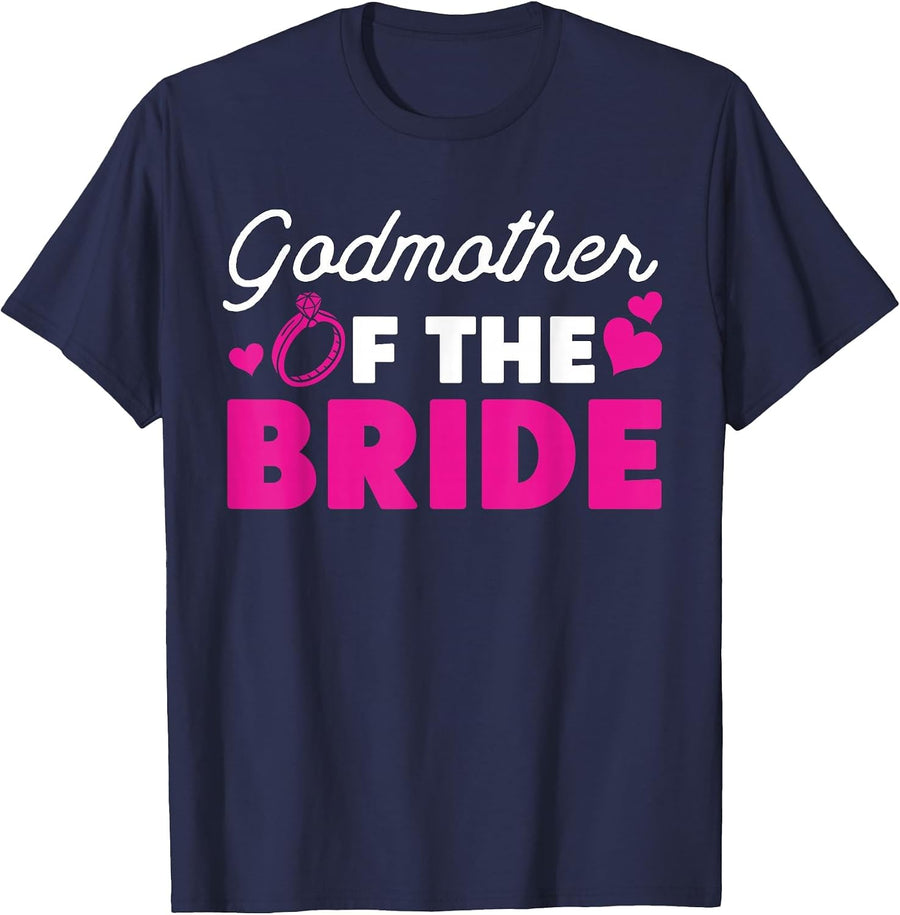 Bridal Party: Godmother of The Bride T-Shirt - Navy Blue