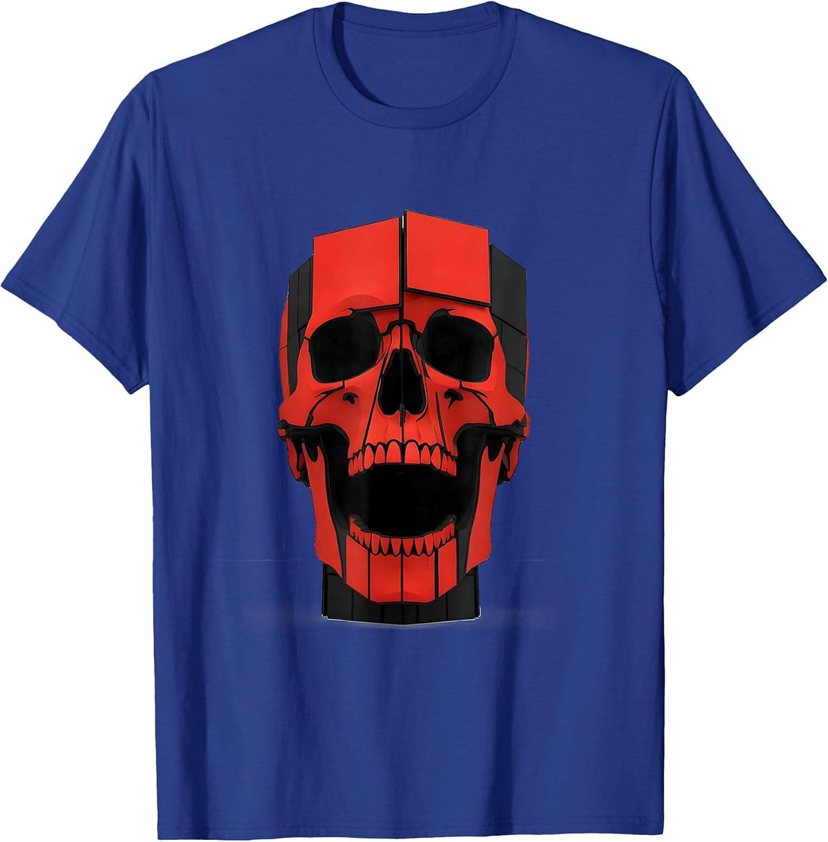 Screaming Skull Gothic Horror Alt Aesthetic Creature T-Shirt - Royal Blue