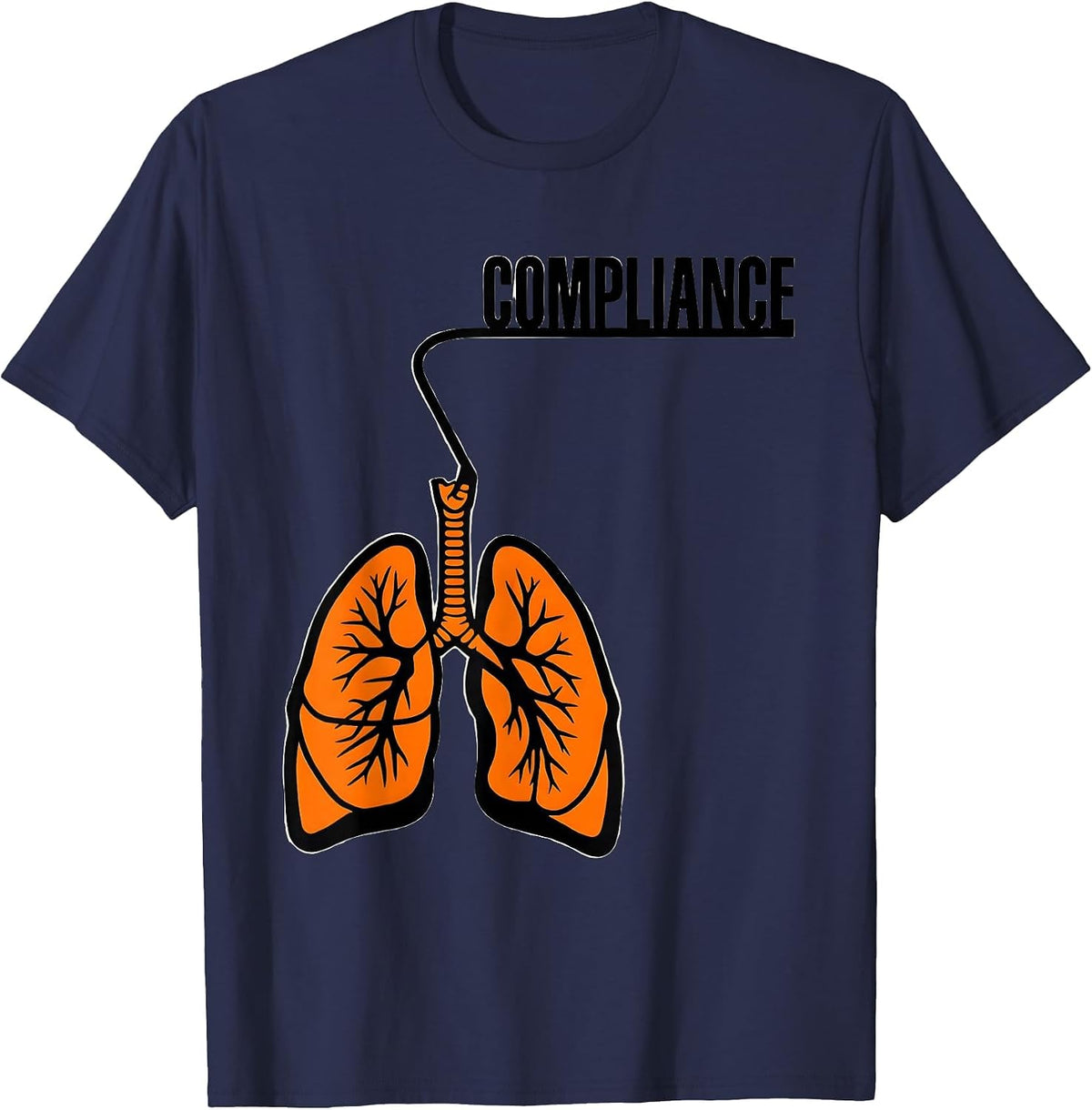 Men's Compliance Stencil Graphic Respiratory Therapist RT T-Shirt - Navy Blue