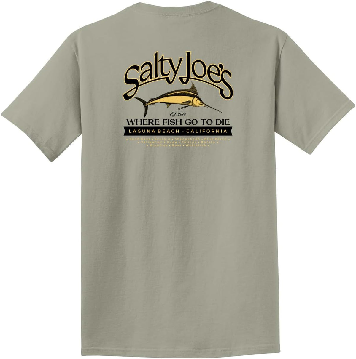 JOES SURF SHOP Men's Garment Dyed Graphic T-Shirt Collection,100% Pigment-Dyed Cotton - Walnut \/ Fish Count Logo