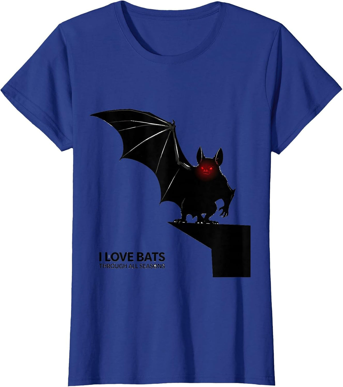 Women's I Love Bats Through All Seasons Vintage Bat Lover Halloween T-Shirt - Royal Blue