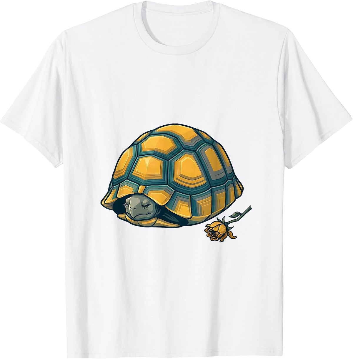 Men's Tortoise Humor Flat Vector Turtle Lover Gift T-Shirt - White