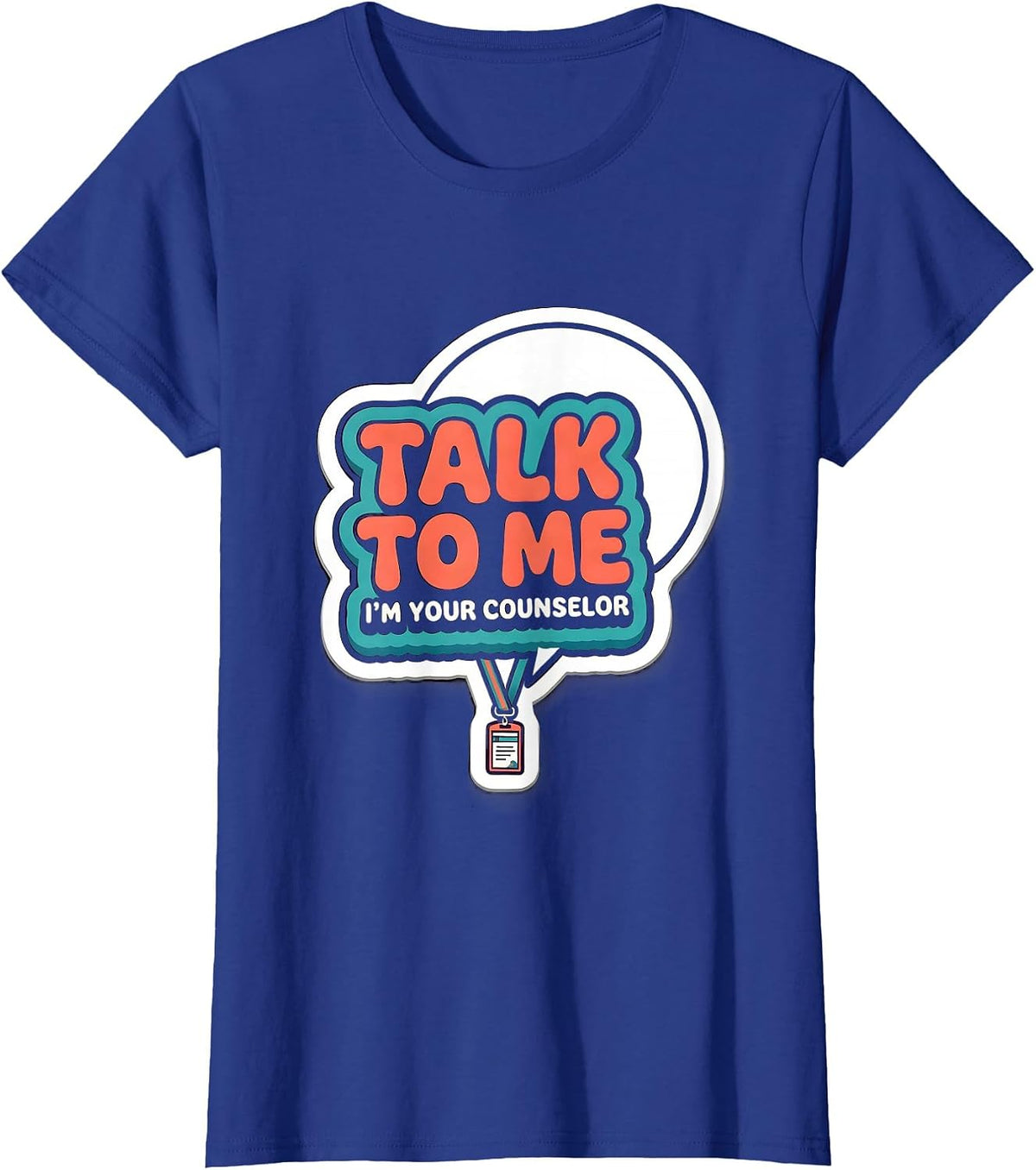 Women's Talk To Me, I’m Your Counselor Groovy Retro School Counselor T-Shirt - Royal Blue