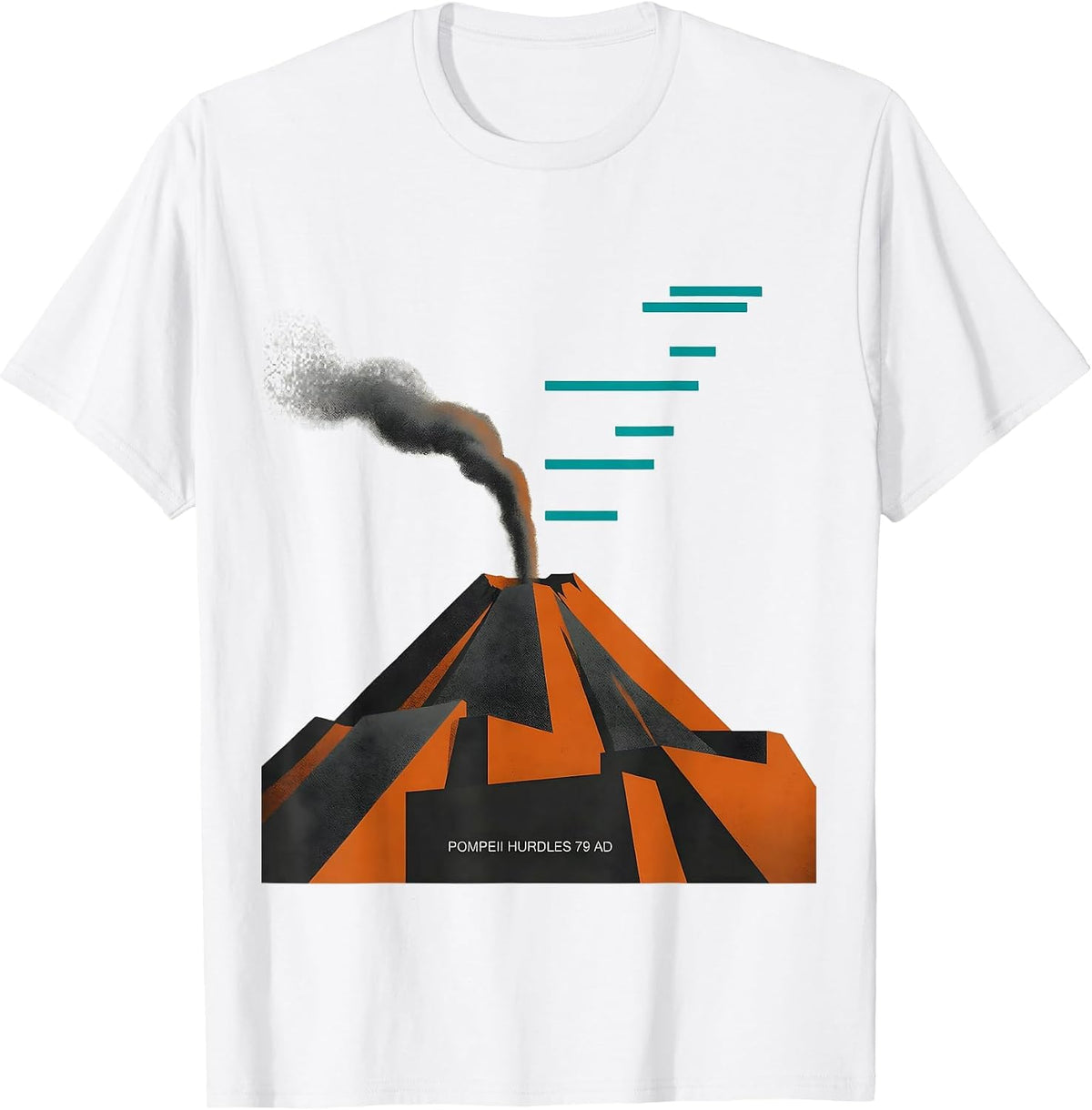 Men's Pompeii Hurdles 79 AD Midcentury Modern Volcano History T-Shirt - White