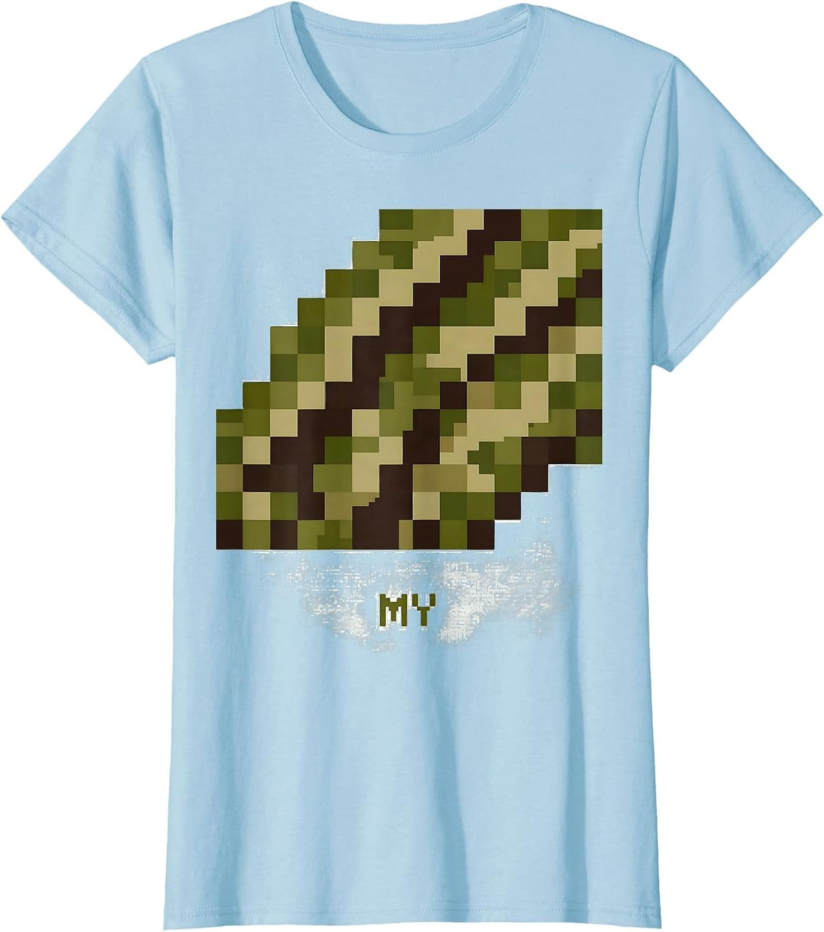 MY Camo Pixel Art Boys Casual Novelty T-Shirt - Baby Blue