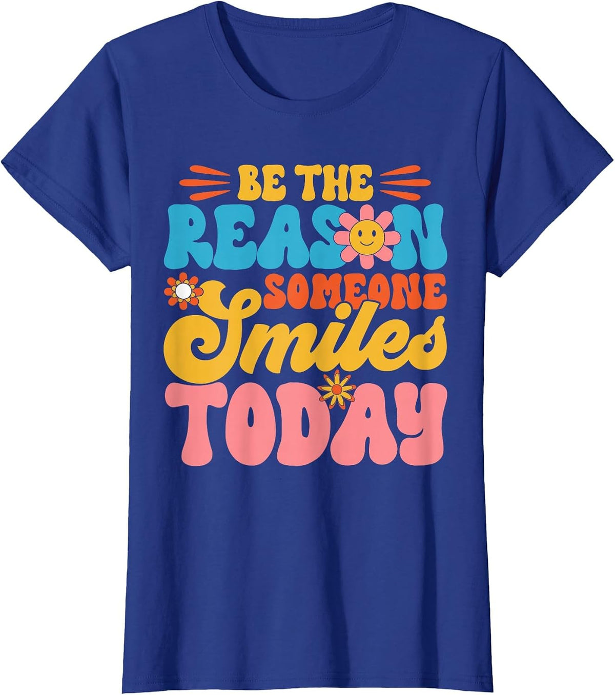 Retro Teacher Be The Reason Someone Smiles Today Teacher T-Shirt - Royal Blue