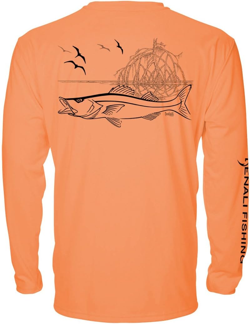 Denali Men's Fishing Tournament Snook Teaser UPF 50+ Long Sleeve T-Shirt, UV Protection, Signature Logo Fisherman's Shirt -