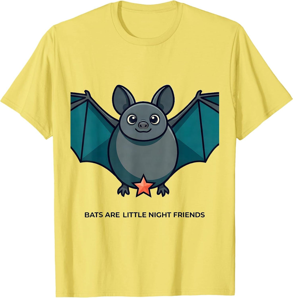 Men's Bats Are Little Night Friends Funny Bat Lover Wildlife Humor T-Shirt - Lemon Yellow