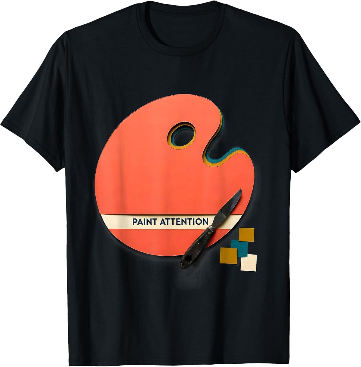 Men's Paint Attention Funny Art Teacher Painter Pun Gift T-Shirt - Black