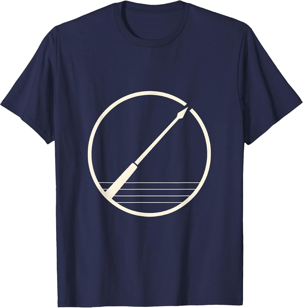 Music Teacher Conductor Baton Sheet Music Graphic T-Shirt - Navy Blue
