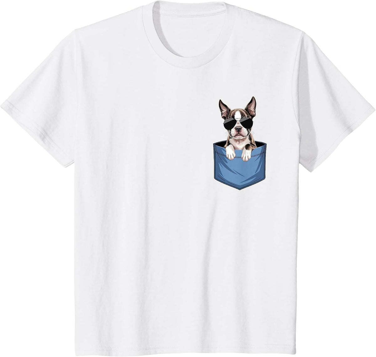 Cute Pocket Boston Terrier Lover Dog Mom T-Shirt - White