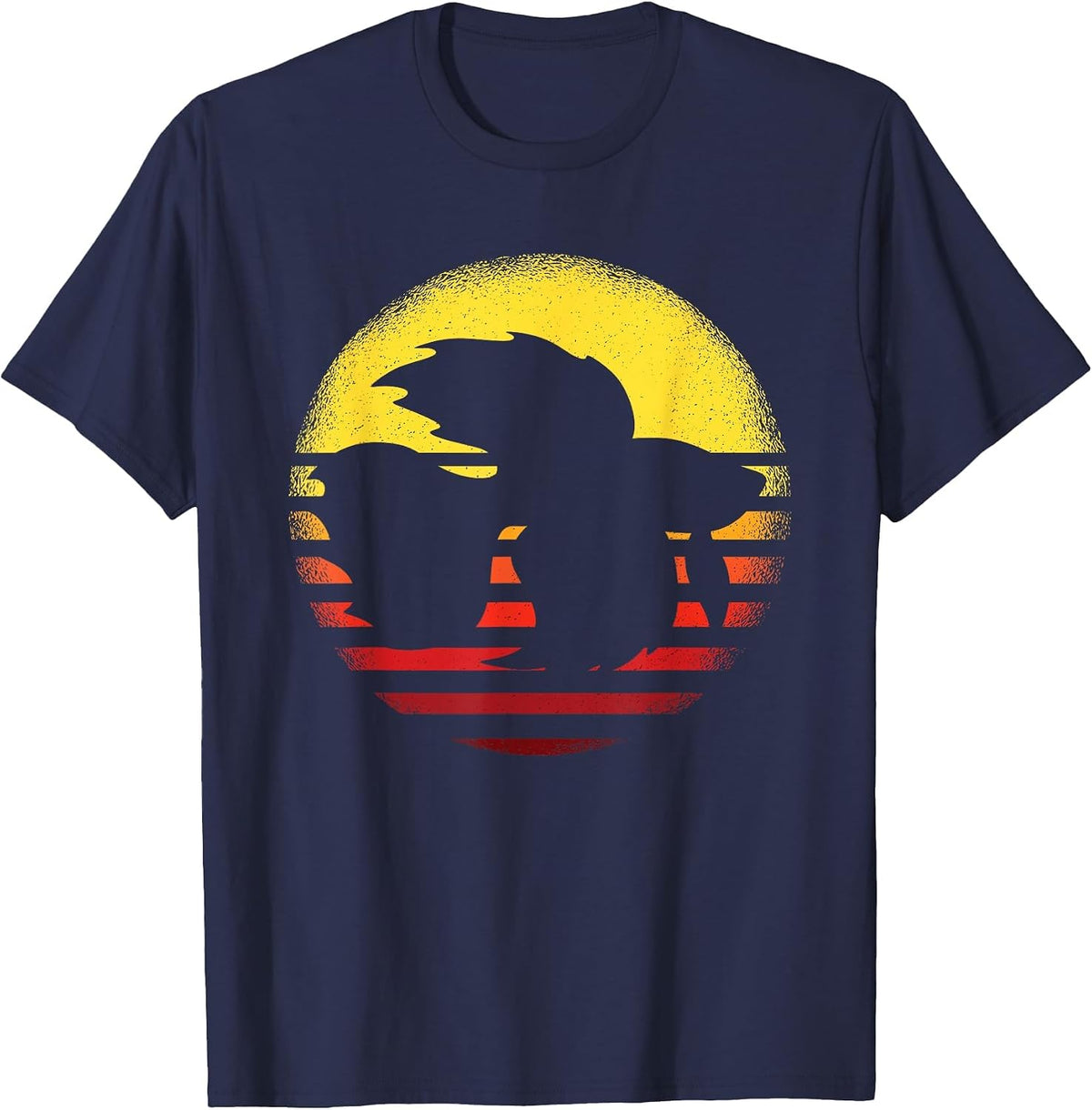 Betta Fish Shirt Retro Sunset Vintage Fighting Fish Lover T-Shirt - Navy Blue
