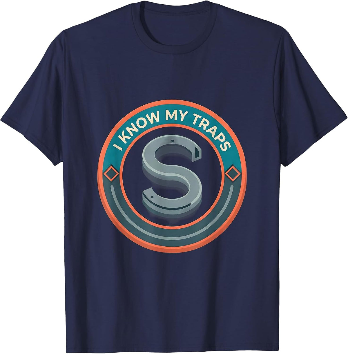 Men's I Know My Traps Funny Plumber Pipefitter Steamfitter T-Shirt - Navy Blue