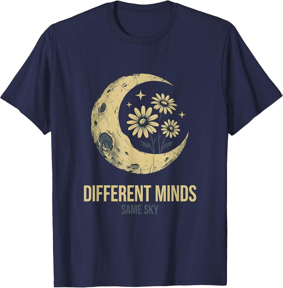 Different Minds Same Sky Boho Celestial Special Education T-Shirt - Navy Blue