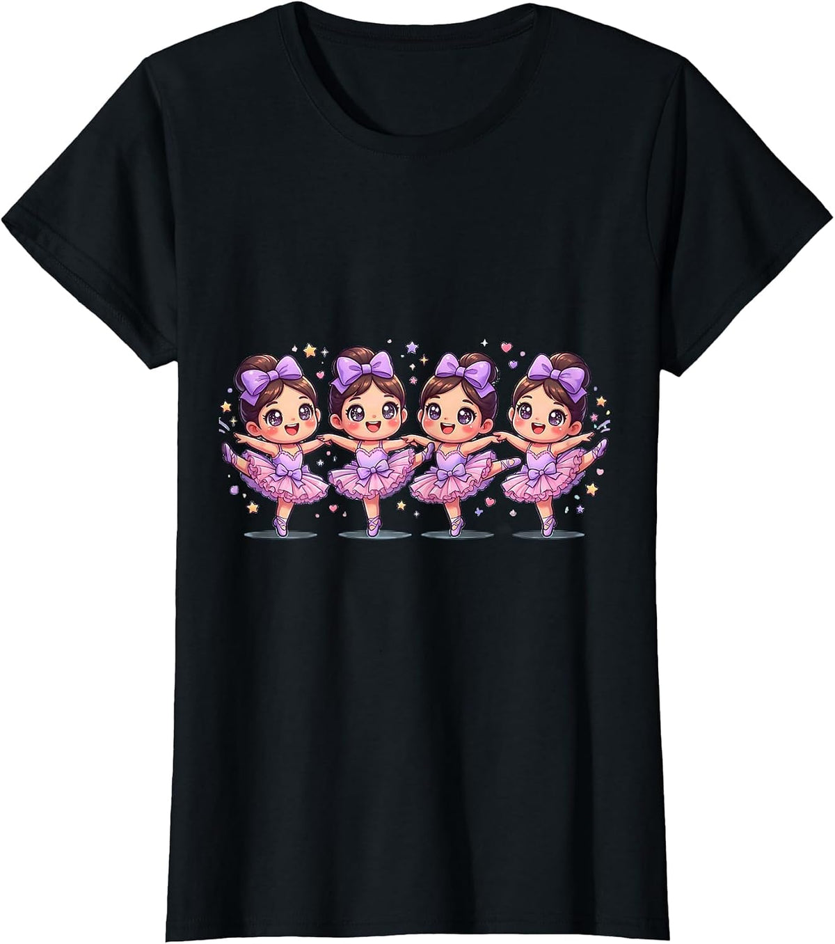 Dance Girls High Kick Line Graphic Tee T-Shirt - Black