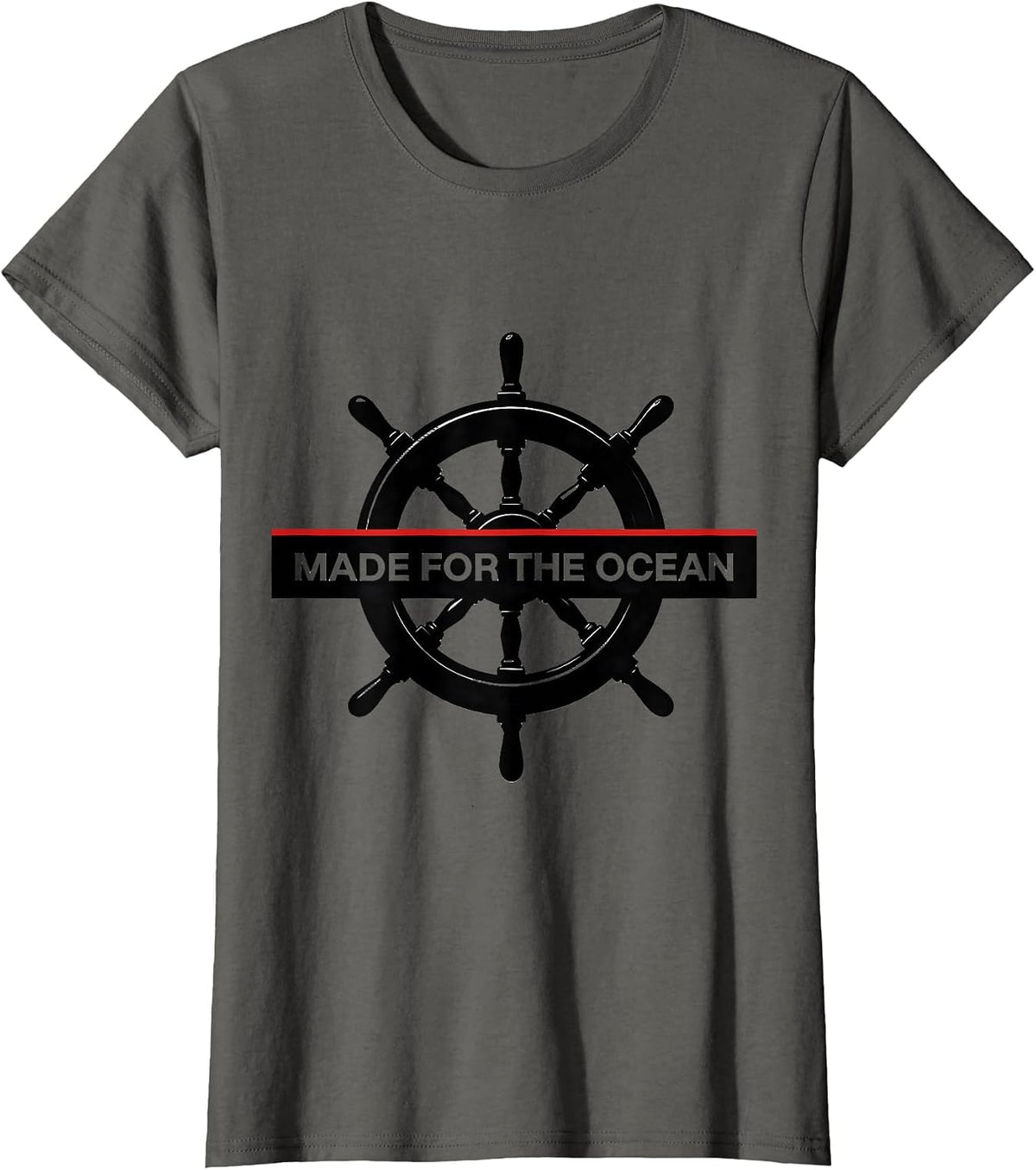 Women's Made for the Ocean Sailor Graphic Design T-Shirt - Asphalt Grey
