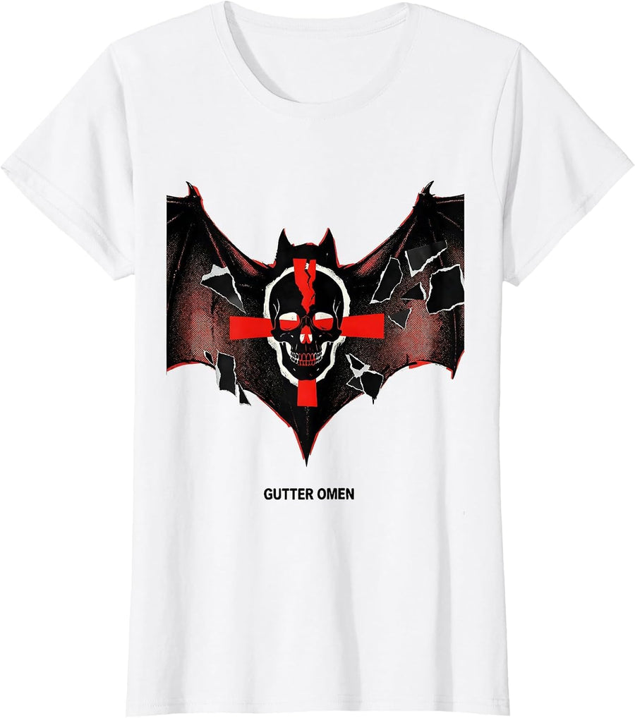 Women's Gutter Omen Punk Metal Y2K Goth Emo Skull Streetwear T-Shirt - White