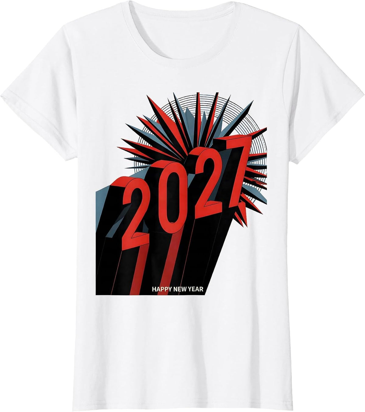 Happy New Year 2027 Constructivist Party Host Keepsake T-Shirt - White