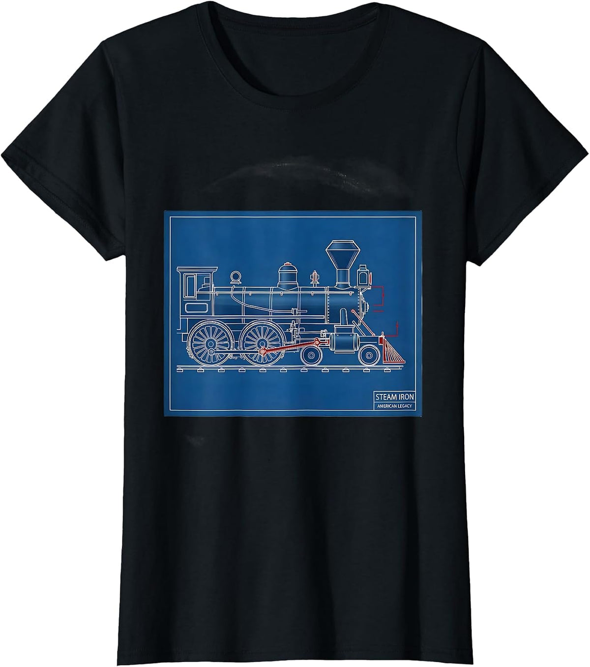 Women's Steam Iron American Legacy Vintage Steam Locomotive Train T-Shirt - Black