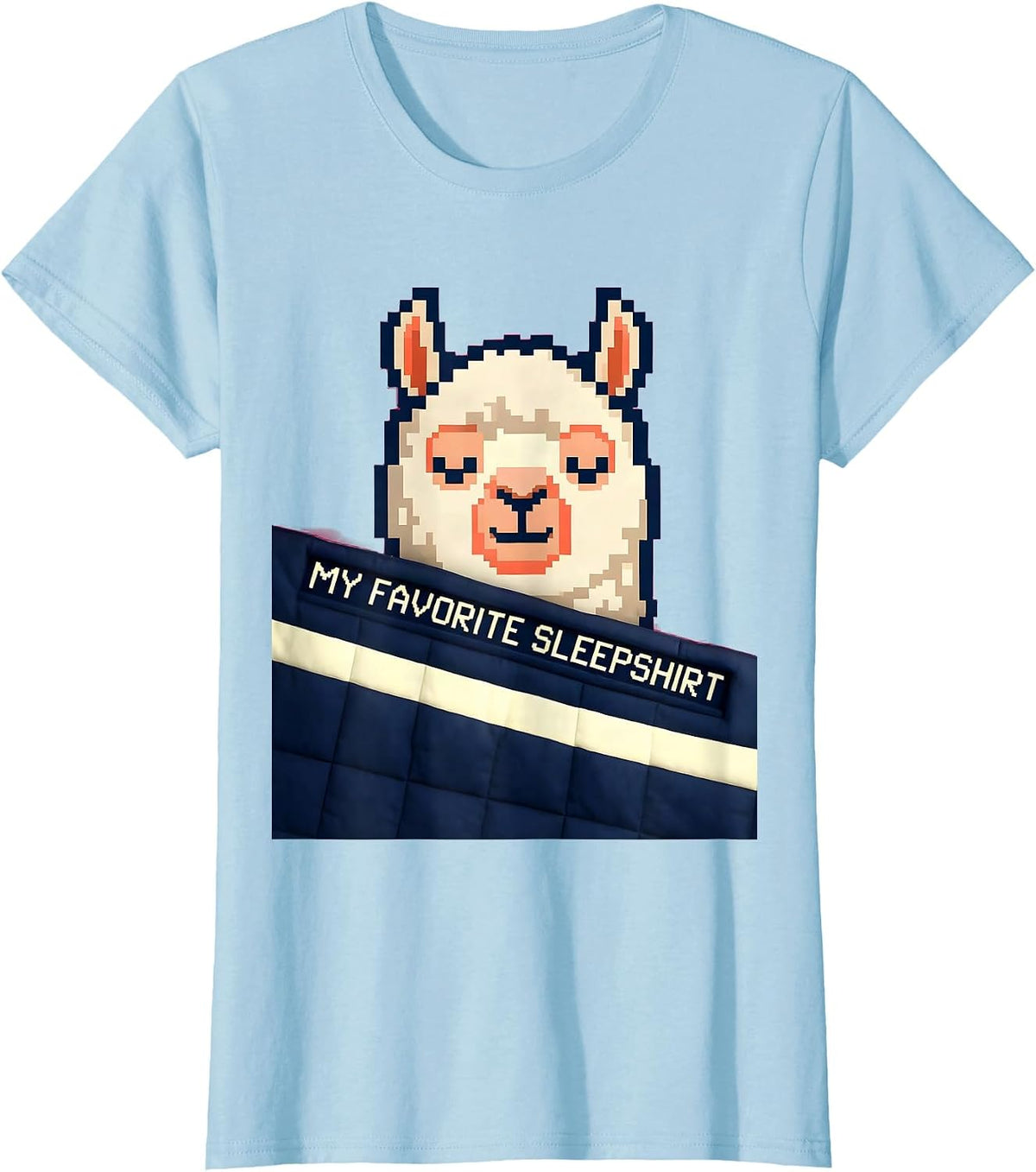 My Favorite Sleepshirt Cute Pixel Art Alpaca Kids Sleepwear T-Shirt - Baby Blue