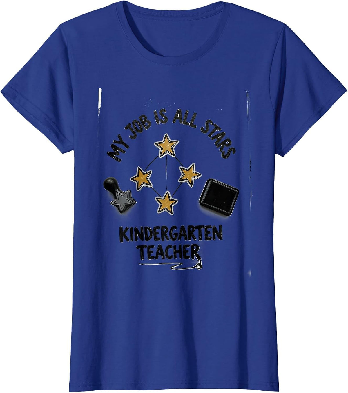 Women's My Job Is All Stars Kindergarten Teacher Funny T-Shirt - Royal Blue