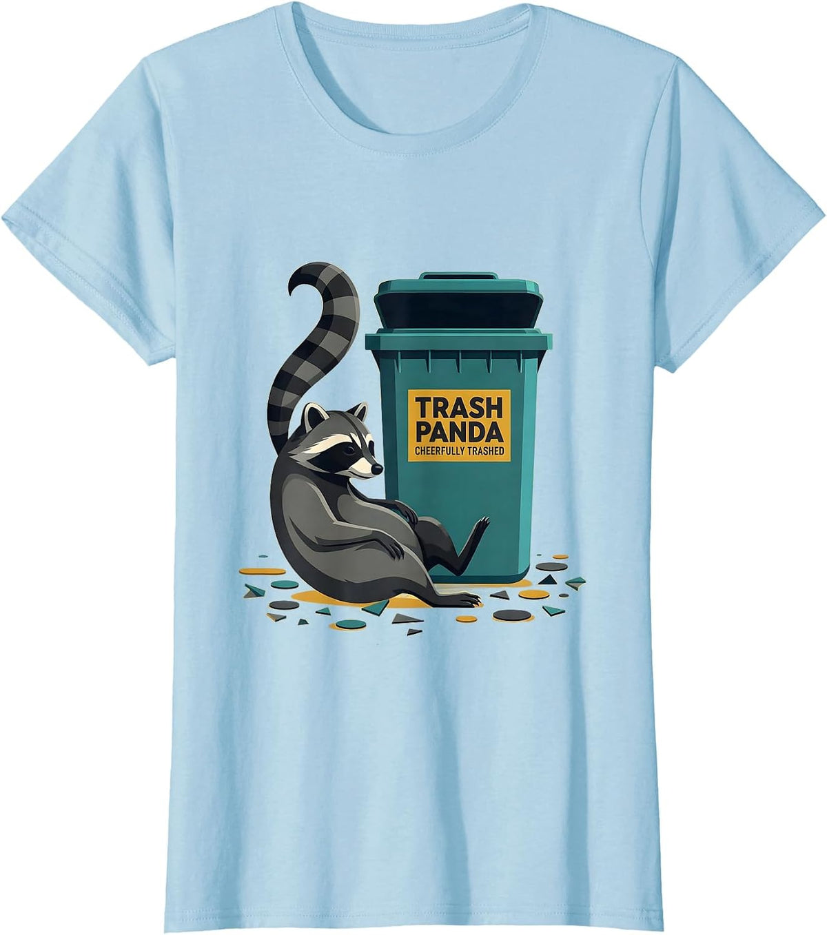 Trash Panda Cheerfully Trashed Funny Raccoon Gift T-Shirt - Baby Blue