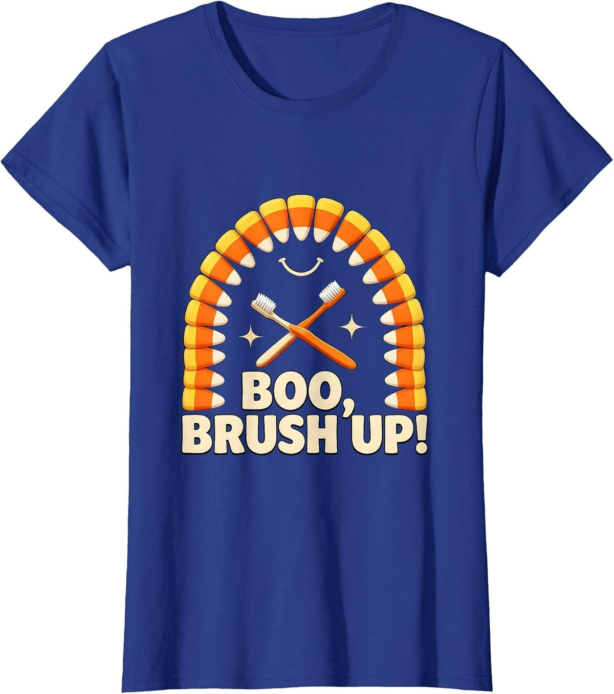Women's Boo Brush Up Playful Dental Humor Halloween Dentist Costume T-Shirt - Royal Blue
